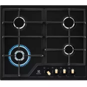 Dujinė kaitlentė Electrolux EGS6436RK įmontuojama 4 zonų juoda, wok 4000 W, ketaus grotelės, sukamosios rankenėlės