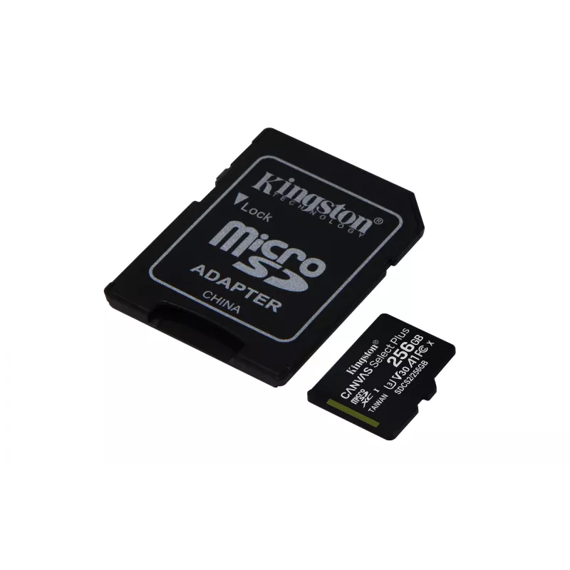 „Kingston Canvas Select Plus“ 256 GB MicroSDXC atminties kortelė + adapteris (A1, C10, 100R)