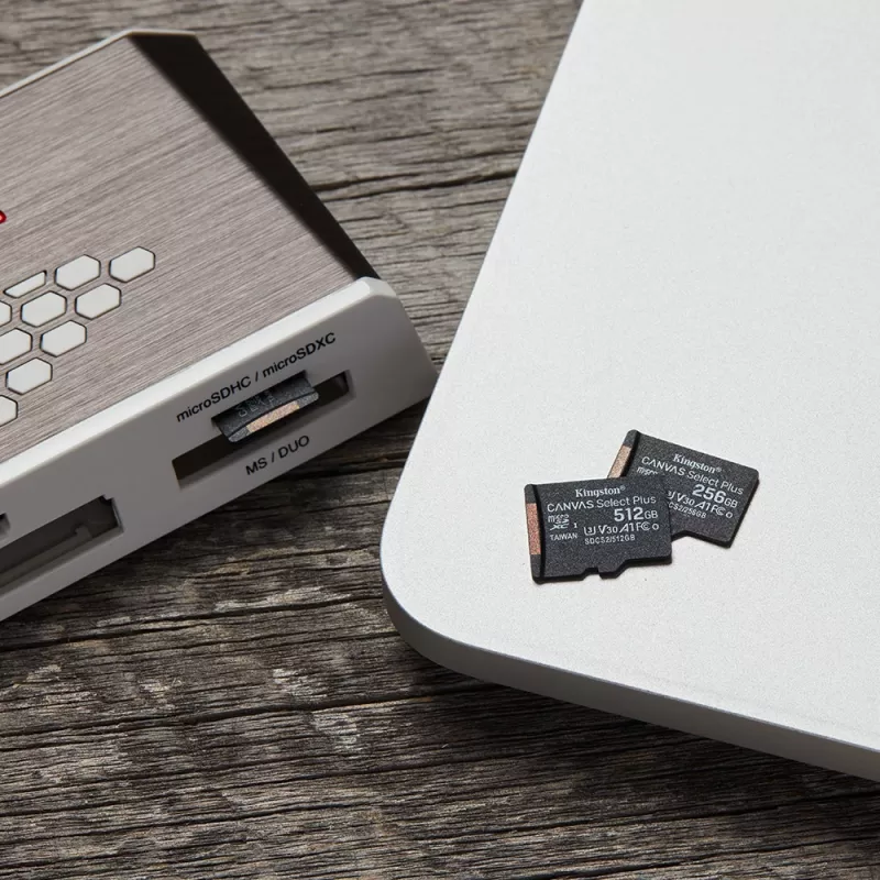 „Kingston Canvas Select Plus“ 256 GB MicroSDXC atminties kortelė + adapteris (A1, C10, 100R)