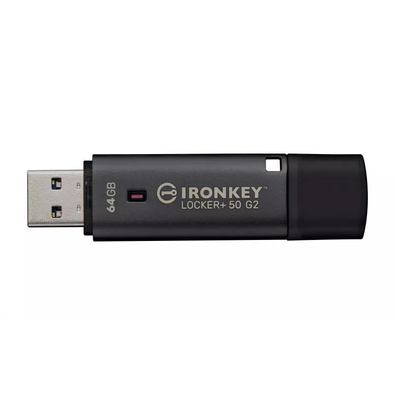USB atmintukas KINGSTON IronKey Locker Plus 50 G2 64GB, USB Type-A, USB 3.2 Gen 1, AES-256, FIPS 197