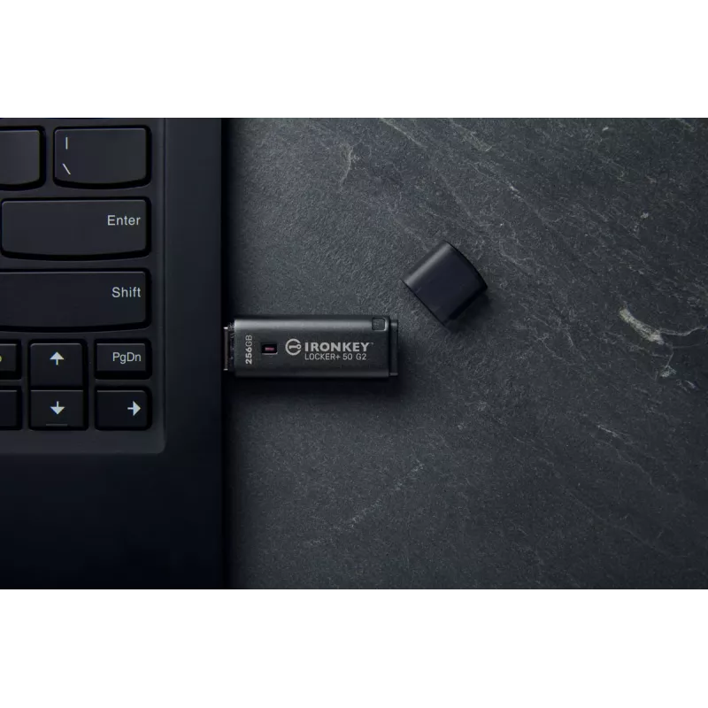 USB atmintukas KINGSTON IronKey Locker Plus 50 G2 256 GB, USB Type-A, USB 3.2 Gen 1, AES-256, FIPS 197