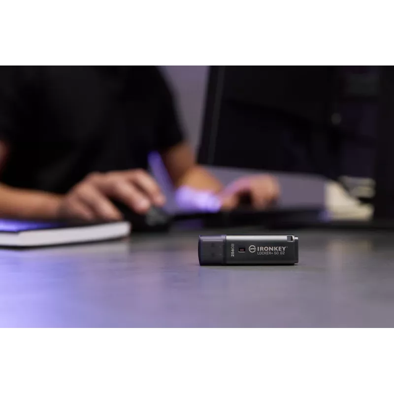USB atmintukas KINGSTON IronKey Locker Plus 50 G2 256 GB, USB Type-A, USB 3.2 Gen 1, AES-256, FIPS 197
