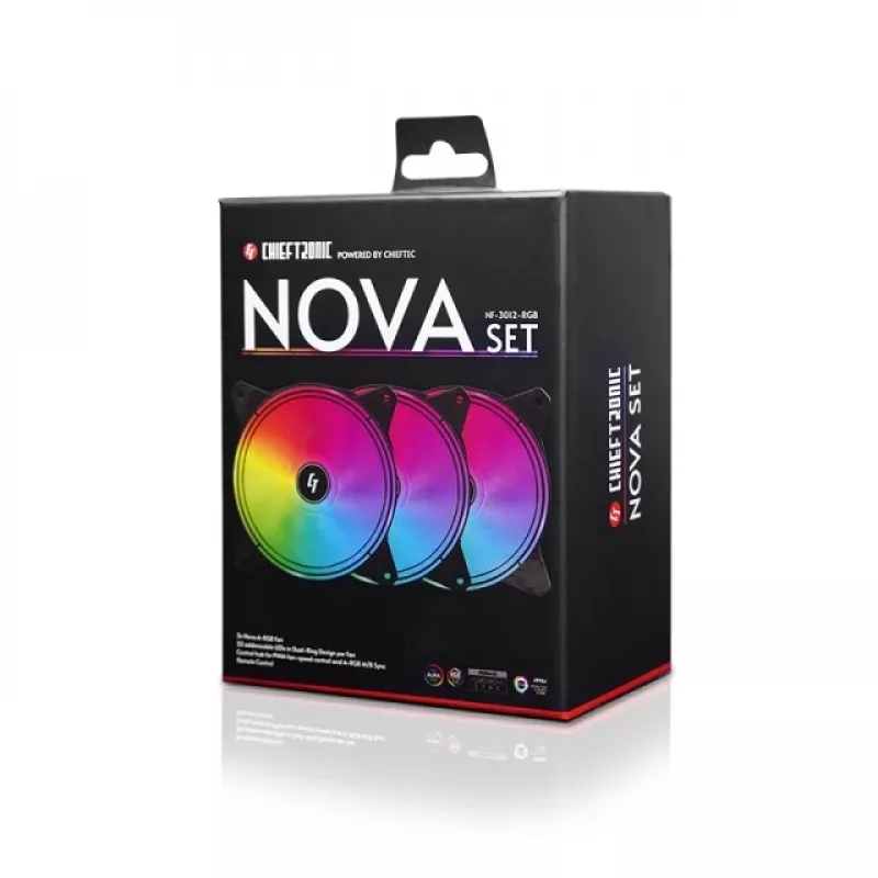 Chieftec Chieftronic Nova Set Ventiliatorių 12 cm Juodas 3 vnt.