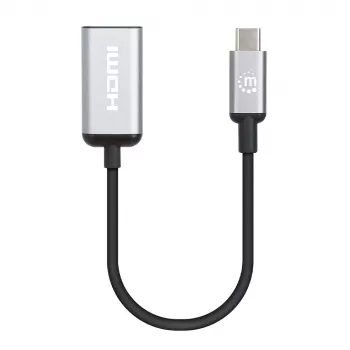 Manhattan USB-C į HDMI laidas, 4K@60Hz, 5 Gbps (USB 3.2 Gen1), 15 cm, juodas, vyriškas į moterišką