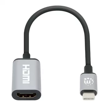 Manhattan USB-C į HDMI laidas, 4K@60Hz, 5 Gbps (USB 3.2 Gen1), 15 cm, juodas, vyriškas į moterišką