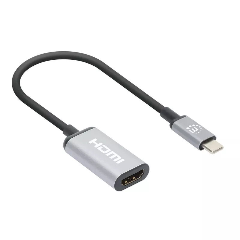 Manhattan USB-C į HDMI laidas, 4K@60Hz, 5 Gbps (USB 3.2 Gen1), 15 cm, juodas, vyriškas į moterišką