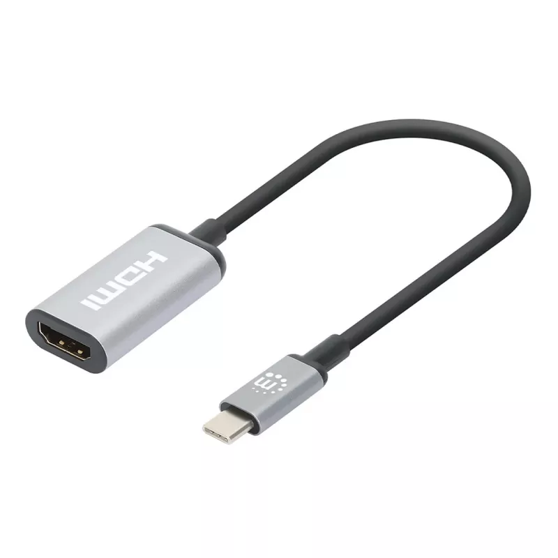 Manhattan USB-C į HDMI laidas, 4K@60Hz, 5 Gbps (USB 3.2 Gen1), 15 cm, juodas, vyriškas į moterišką
