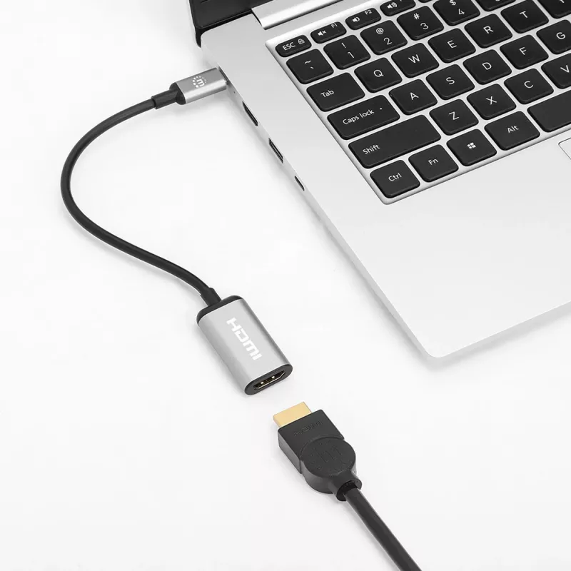 Manhattan USB-C į HDMI laidas, 4K@60Hz, 5 Gbps (USB 3.2 Gen1), 15 cm, juodas, vyriškas į moterišką