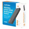 Manhattan 4K 4 prievadų HDMI multiviewer jungiklis, 4 įėjimai į vieną ekraną, 4k@30Hz, keli rodymo režimai, įskaitant paveikslėlyje paveikslėlį ir dvigubą/keturgubą ekraną, mygtukas arba nuotolinio valdymo pultas, 3,5 mm ir Toslink garsas, juodas, 3 metų 