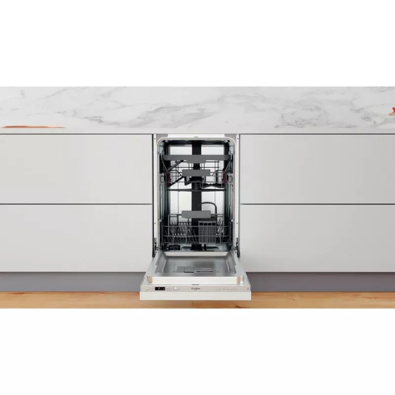 Whirlpool WSIC 3M27 C visiškai įmontuojamas siauras indaplovė 10 komplektų