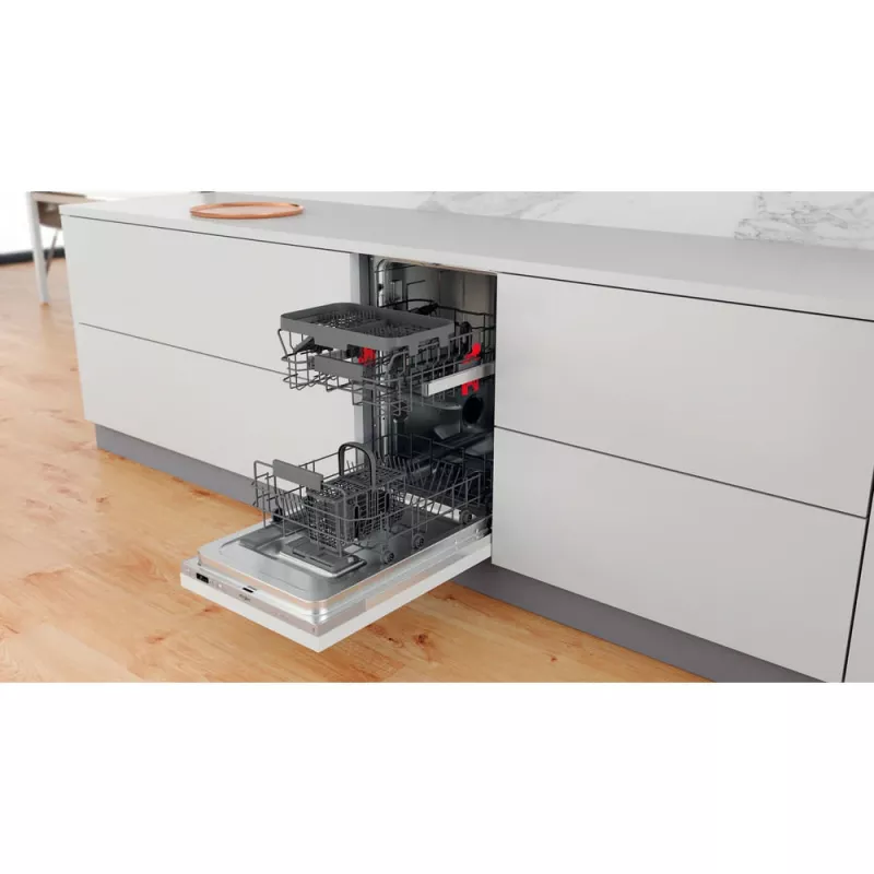 Whirlpool WSIC 3M27 C visiškai įmontuojamas siauras indaplovė 10 komplektų
