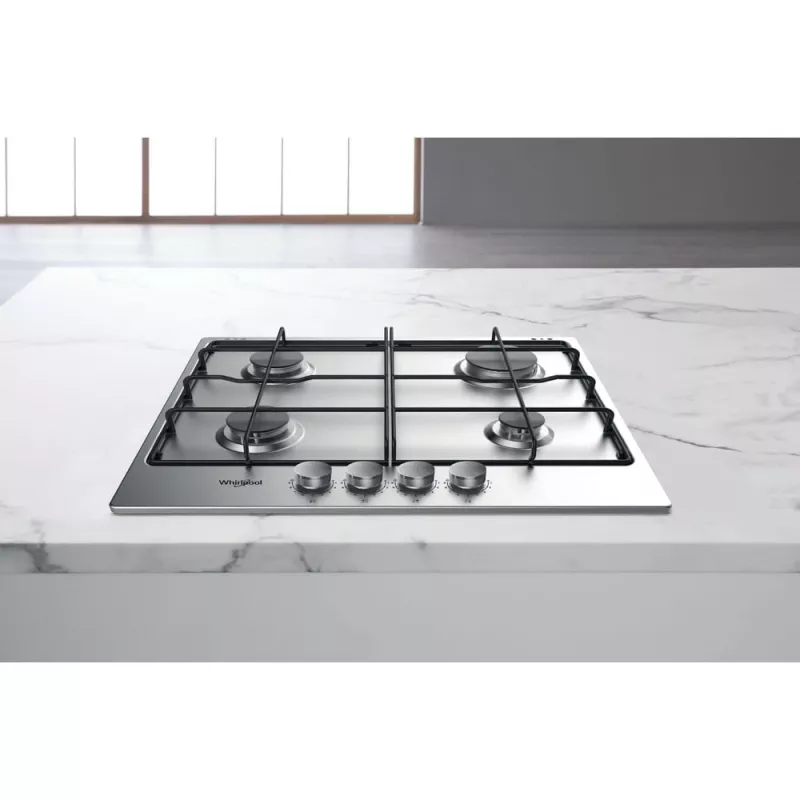 Whirlpool TGML 650 IX nerūdijančio plieno įmontuojama dujinė kaitlentė, 58 cm, 4 zonos