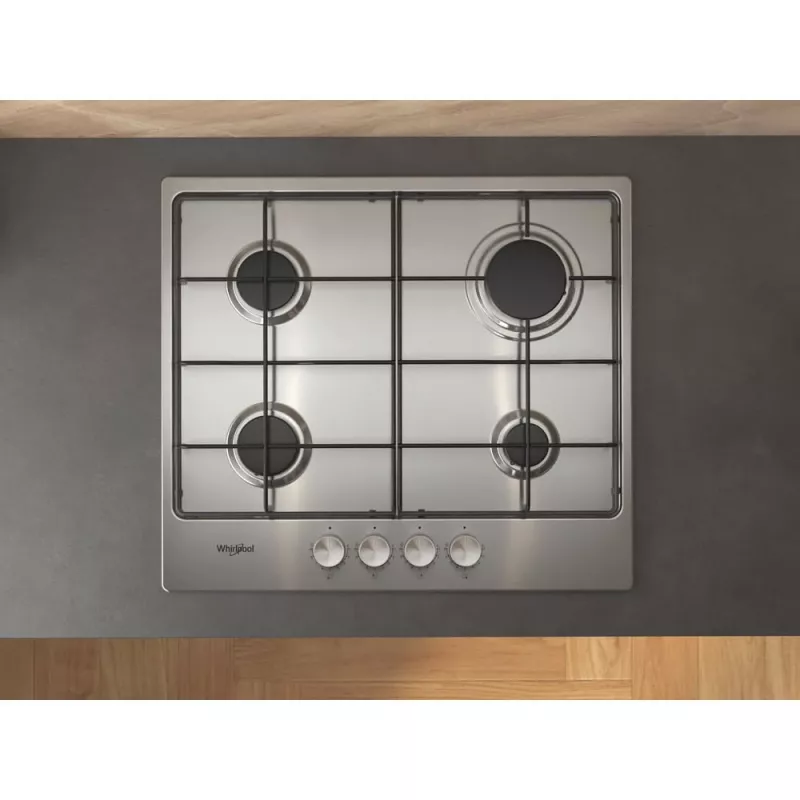 Whirlpool TGML 650 IX nerūdijančio plieno įmontuojama dujinė kaitlentė, 58 cm, 4 zonos