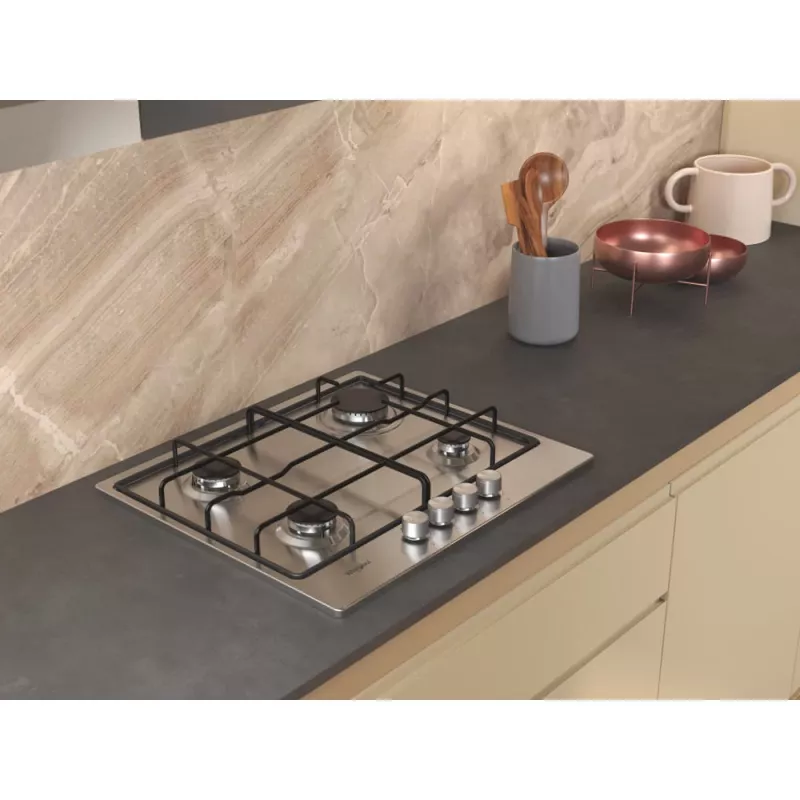 Whirlpool TGML 650 IX nerūdijančio plieno įmontuojama dujinė kaitlentė, 58 cm, 4 zonos