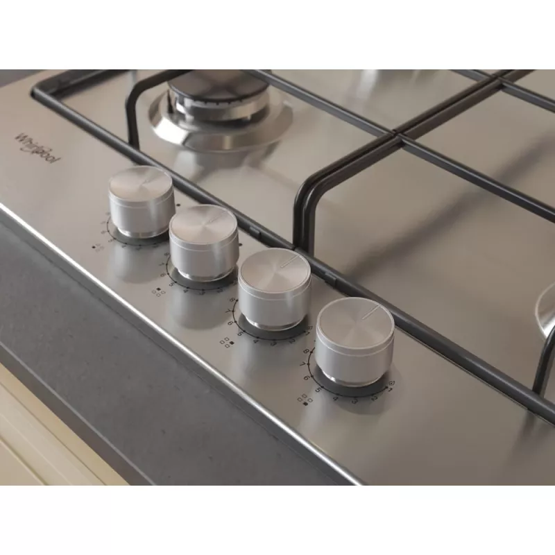 Whirlpool TGML 650 IX nerūdijančio plieno įmontuojama dujinė kaitlentė, 58 cm, 4 zonos
