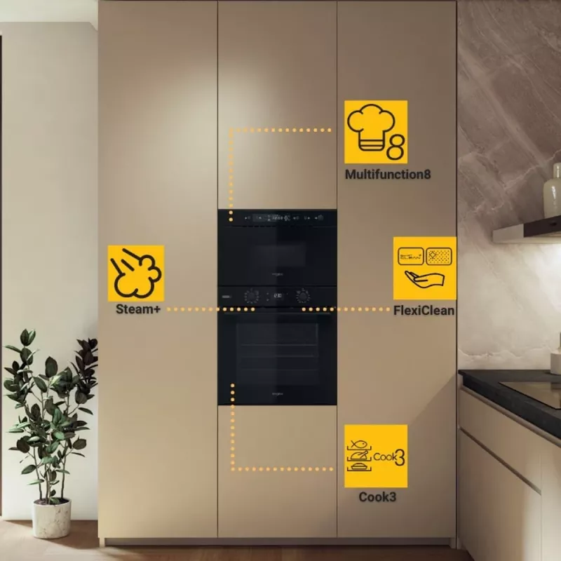 Whirlpool OMSK58RU1SB 71 L Juoda įmontuojama elektrinė orkaitė