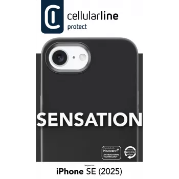 Cellularline Sensation minkšto prisilietimo silikoninis dėklas iPhone 16e/17e su Microban® antibakterine technologija