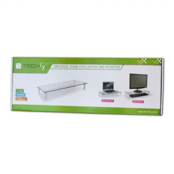 Techly Universalus stalinis monitoriaus pakėlimo stovas, laisvai pastatomas, 20 kg, 33 cm (13 colių), 81,3 cm (32 colių), permatomas