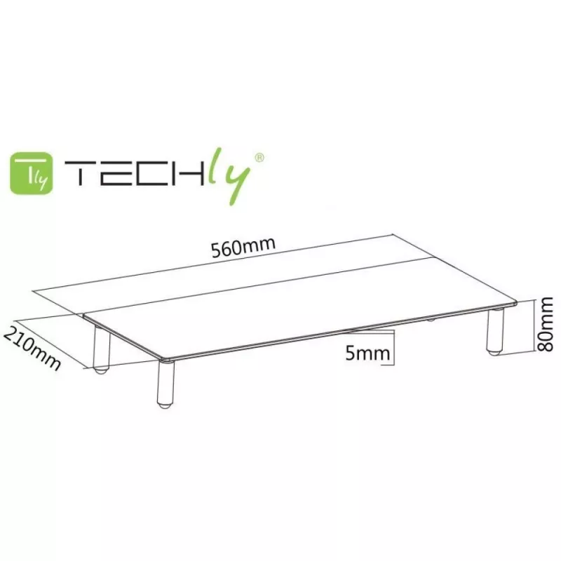 Techly Universalus stalinis monitoriaus pakėlimo stovas, laisvai pastatomas, 20 kg, 33 cm (13 colių), 81,3 cm (32 colių), permatomas