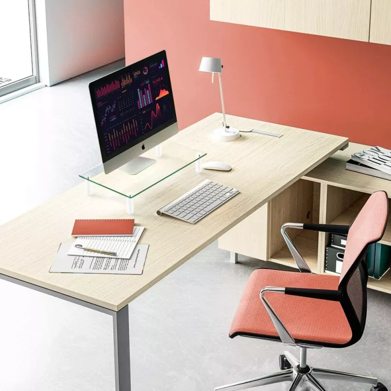 Techly Universalus stalinis monitoriaus pakėlimo stovas, laisvai pastatomas, 20 kg, 33 cm (13 colių), 81,3 cm (32 colių), permatomas