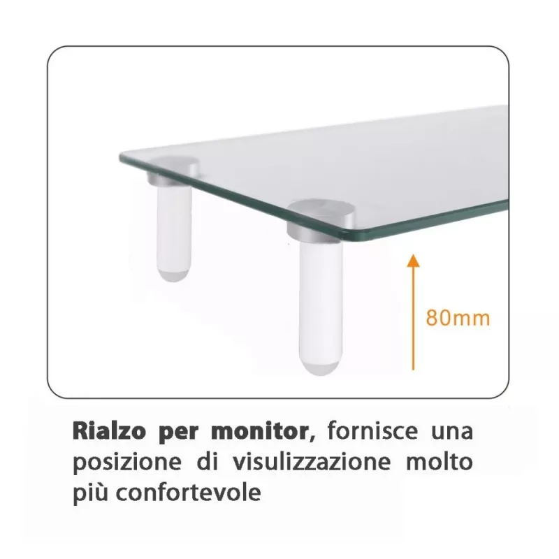 Techly Universalus stalinis monitoriaus pakėlimo stovas, laisvai pastatomas, 20 kg, 33 cm (13 colių), 81,3 cm (32 colių), permatomas