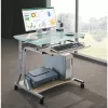 Techly kompaktiškas stalas kompiuteriui su ratukais ICA-TB 3791A, MDF/stiklas, vyšninė spalva