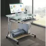 Techly kompaktiškas stalas kompiuteriui su ratukais ICA-TB 3791A, MDF/stiklas, vyšninė spalva