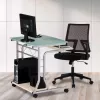 Techly kompaktiškas stalas kompiuteriui su ratukais ICA-TB 3791A, MDF/stiklas, vyšninė spalva
