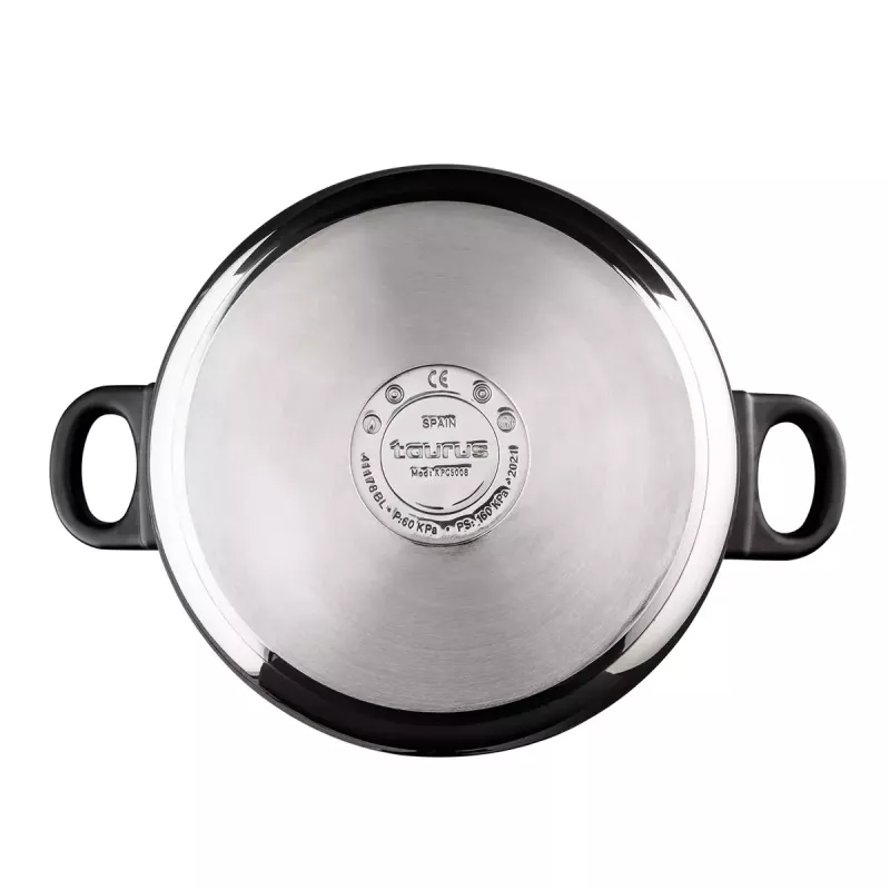 Nerūdijančio plieno puodas Taurus Classic Moments 6 L – tinka indukcinėms, dujinėms ir keraminėms kaitlentėms, su dangčiu ir šalčiui atspariomis rankenomis