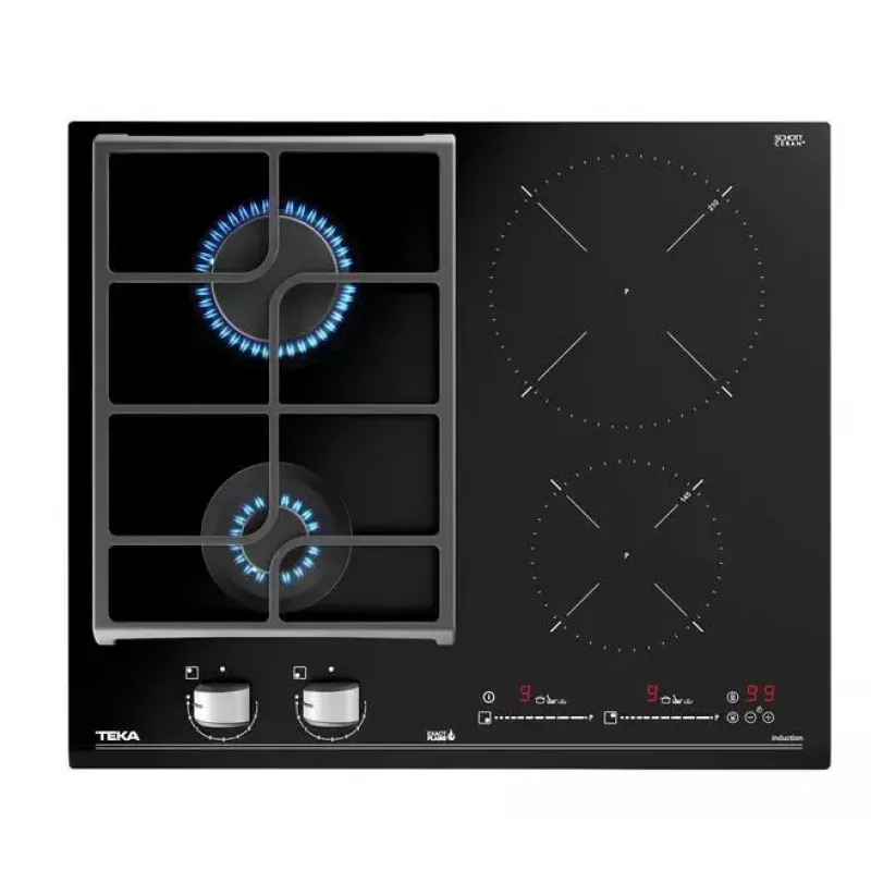 Kombinuota įmontuojama kaitlentė TEKA IND-GAZ PLATE JZC 64322 ABC BK (E4), 4 zonos, 60 cm, juoda, indukcinė + dujinė