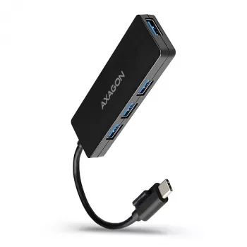 Axagon SuperSpeed USB-C SLIM centrinis įrenginys, USB 3.2 Gen 1 (3.1 Gen 1) Type-C, USB 3.2 Gen 1 (3.1 Gen 1) Type-A, 5000 Mbit/s, juodas, plastikinis, 0,14 m