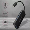 Axagon SuperSpeed USB-C SLIM centrinis įrenginys, USB 3.2 Gen 1 (3.1 Gen 1) Type-C, USB 3.2 Gen 1 (3.1 Gen 1) Type-A, 5000 Mbit/s, juodas, plastikinis, 0,14 m
