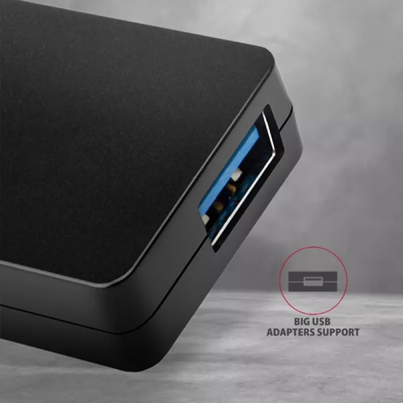 Axagon SuperSpeed USB-C SLIM centrinis įrenginys, USB 3.2 Gen 1 (3.1 Gen 1) Type-C, USB 3.2 Gen 1 (3.1 Gen 1) Type-A, 5000 Mbit/s, juodas, plastikinis, 0,14 m