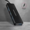 Axagon SuperSpeed USB-C SLIM centrinis įrenginys, USB 3.2 Gen 1 (3.1 Gen 1) Type-C, USB 3.2 Gen 1 (3.1 Gen 1) Type-A, 5000 Mbit/s, juodas, plastikinis, 0,14 m