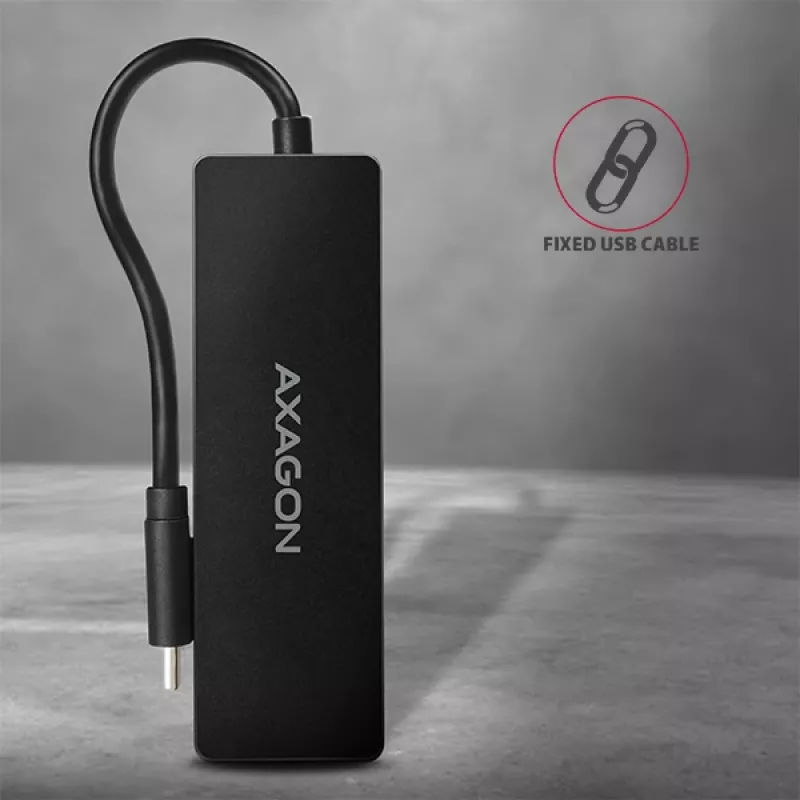 Axagon SuperSpeed USB-C SLIM centrinis įrenginys, USB 3.2 Gen 1 (3.1 Gen 1) Type-C, USB 3.2 Gen 1 (3.1 Gen 1) Type-A, 5000 Mbit/s, juodas, plastikinis, 0,14 m