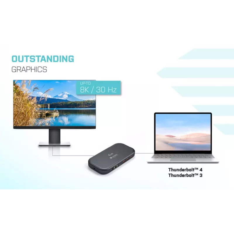 i-tec Thunderbolt 3 / USB-C Dual 4K Dock su USB-C į DisplayPort laidu (1,5 m) ir 60W galios tiekimu