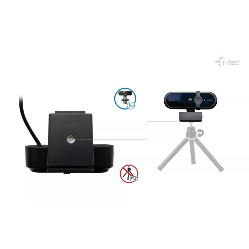 Internetinė kamera ITEC SOLOMON 100 1080p, 2 MP, Full HD 1920×1080, USB, tvirtinimo spaustukas, juoda