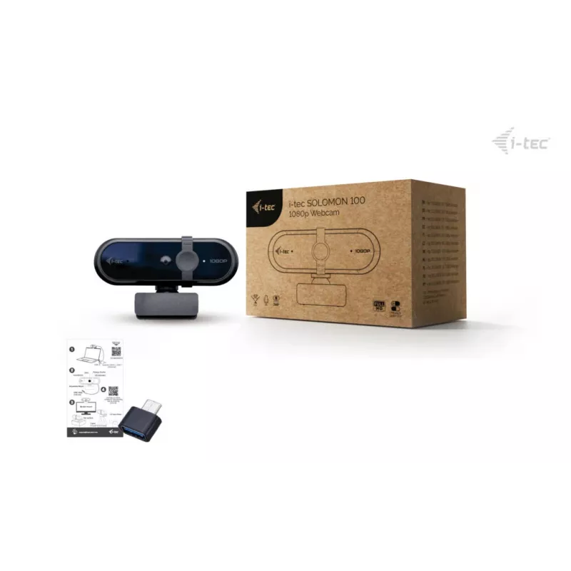 Internetinė kamera ITEC SOLOMON 100 1080p, 2 MP, Full HD 1920×1080, USB, tvirtinimo spaustukas, juoda