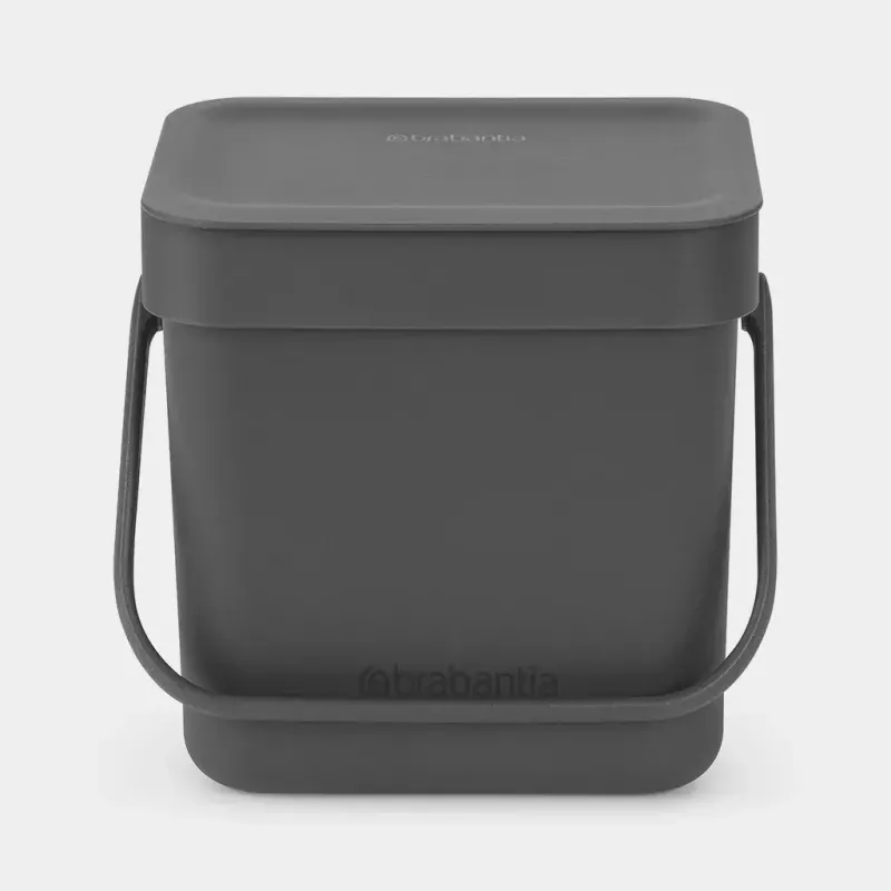 Brabantia 209888 kompaktiška juoda plastikinė šiukšliadėžė 139x188x174 mm