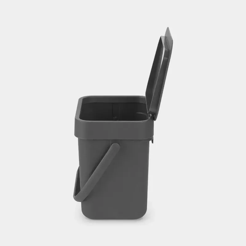 Brabantia 209888 kompaktiška juoda plastikinė šiukšliadėžė 139x188x174 mm