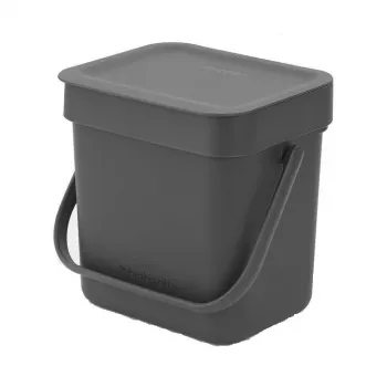 Brabantia 209888 kompaktiška juoda plastikinė šiukšliadėžė 139x188x174 mm