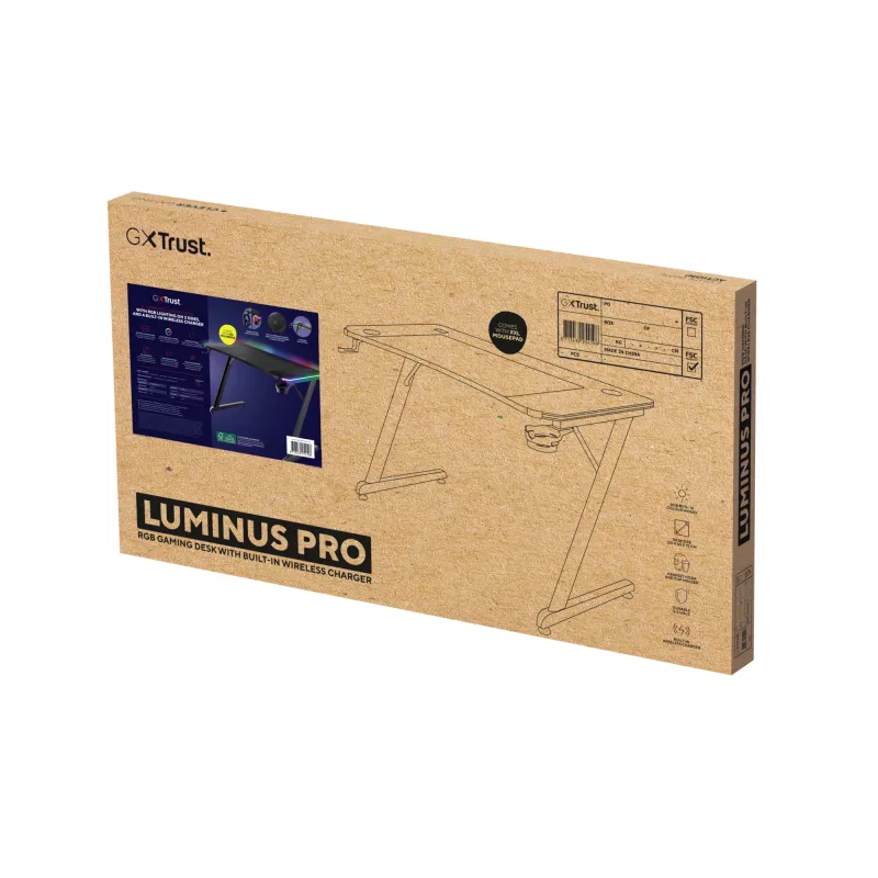 Stalas Trust GXT 710 Luminus Pro Juodas Stačiakampis ABS/PC 1200x600x740mm