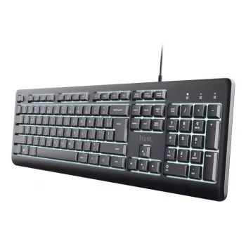 Pilno dydžio laidinė klaviatūra TRUST Primo Illuminated USB QWERTZ vokiška, 104 klavišai, juoda, 1,8 m laidas