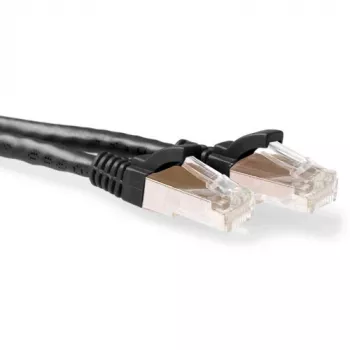 ACT Black 0.5 m LSZH S/FTP CAT6A patch kabelis su apsauginiais RJ45 kištukais