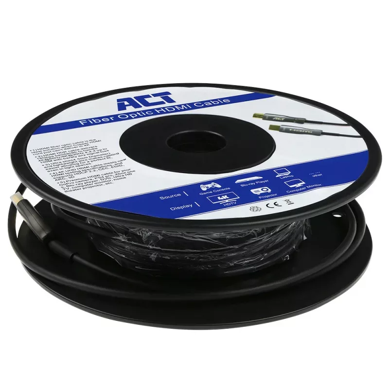 ACT 15 metrų HDMI Premium 4K aktyvus optinis kabelis v2.0 HDMI-A kištukas - HDMI-A kištukas