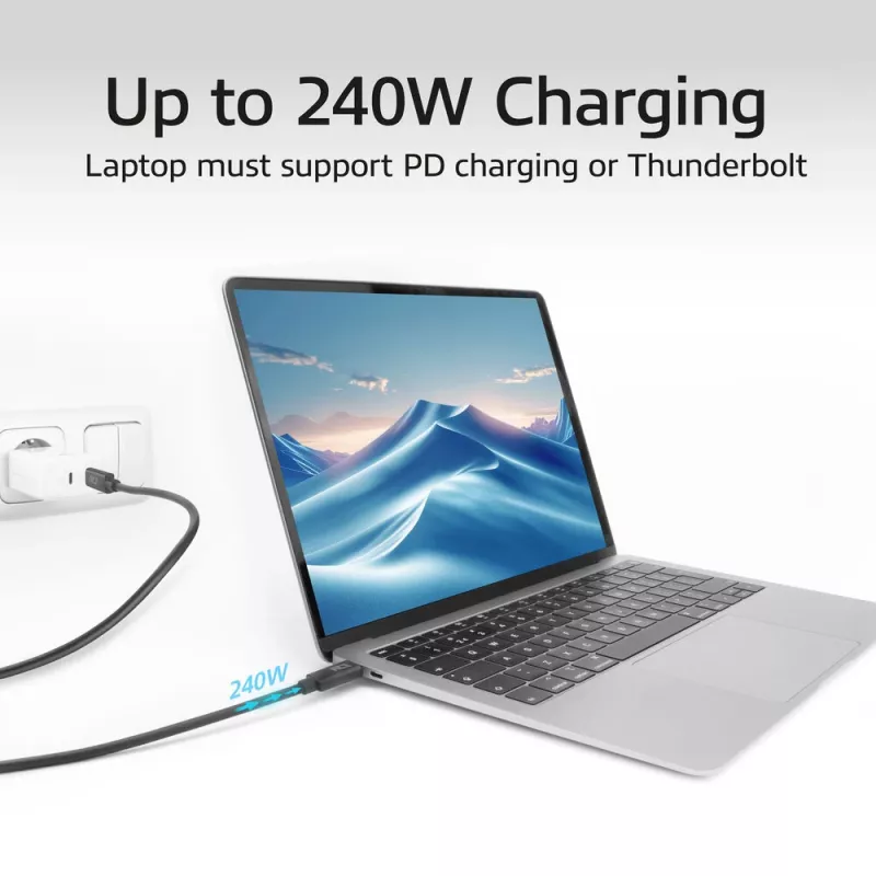 ACT USB4 20Gbps 240W USB Type-C laidas 2m Juodas USB-IF sertifikuotas