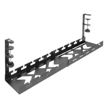 Praplečiamas kabelių tvarkymo padėklas po stalu ACT 43–72 cm, spaustuvinis tvirtinimas, plienas, 728×130×190 mm, 5 kg