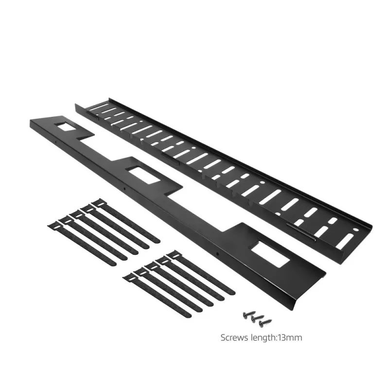 Kabelių tvarkymo dėklas po stalu ACT 80 cm — plieninis tiesus horizontalus dėklas 800×140×100 mm