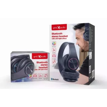 Plaustinė ausinė GEMBIRD BHP-LED-01, viršugalvinė, juoda, 0,3 m laidas, 150 g