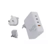 Nešiojamas 140W GaN kelioninis įkroviklis Xtorm XVC2140 su 3× USB-C PD prievadais ir 2 m USB-C laidu, baltas